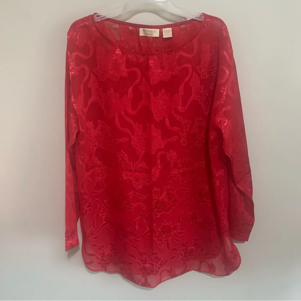 Victoria Secret Vintage Semi Sheer Floral Long Sleeve Blouse - Picture 5 of 13